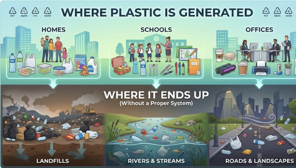 Where plastic is generated where it ends up