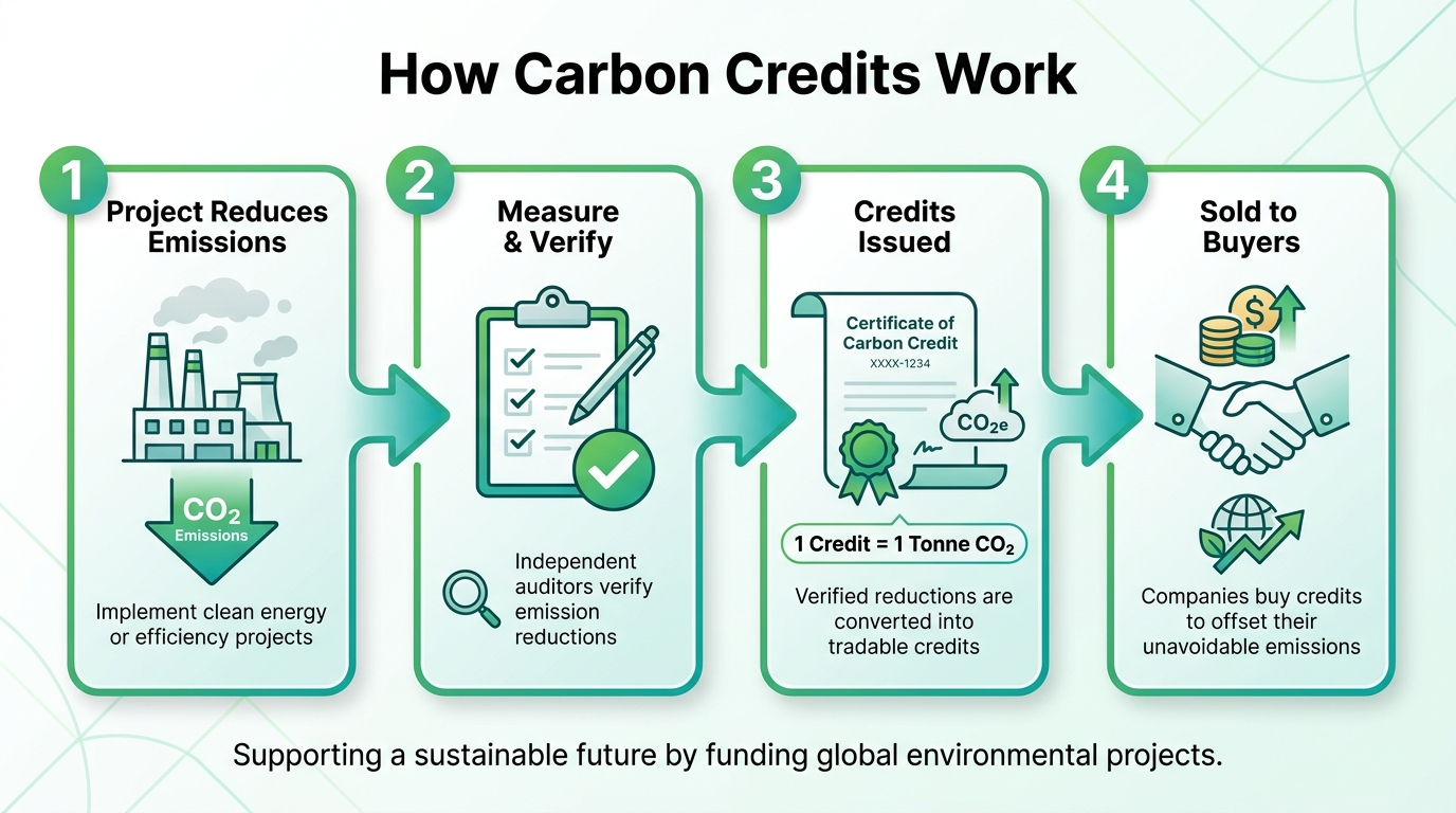 Infographic showing how carbon credits work