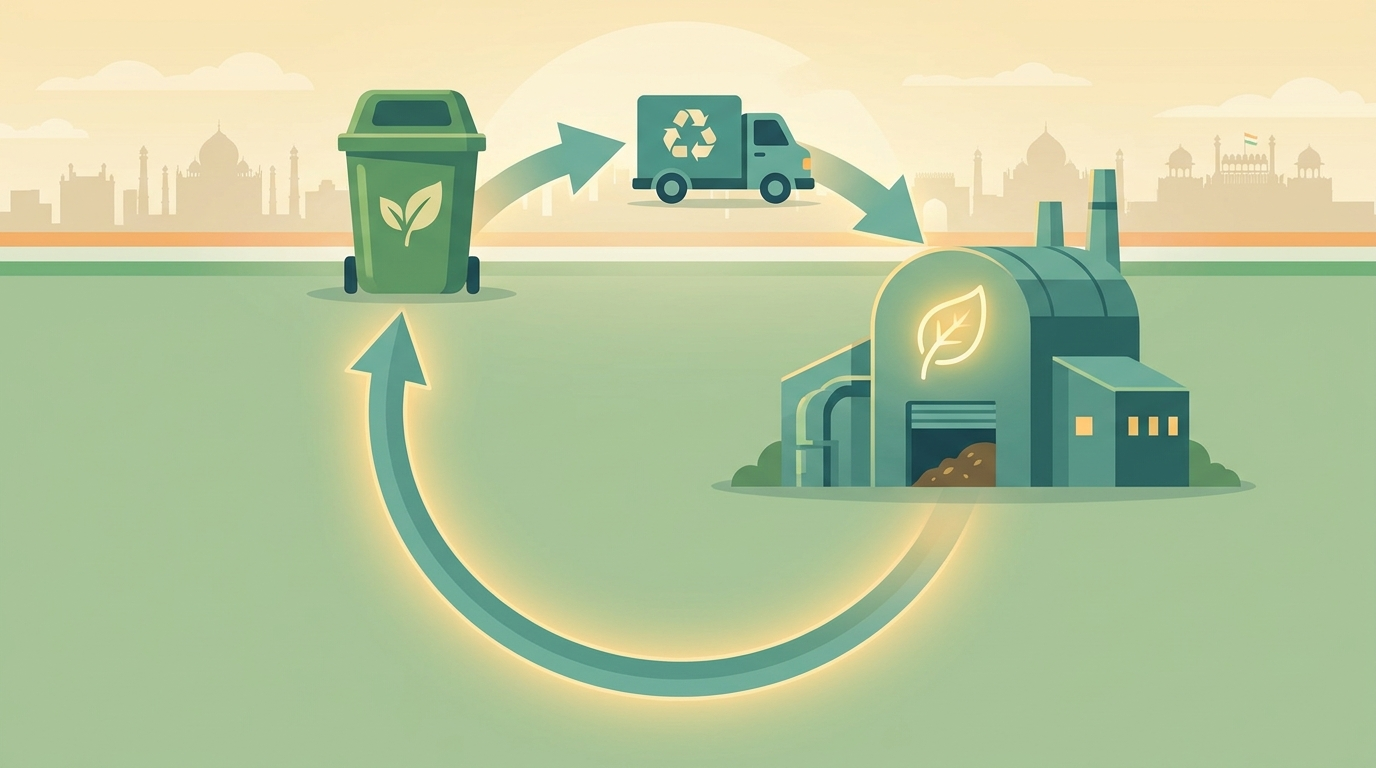 Segregation, collection and industrial composting loop for compostable plastics in India